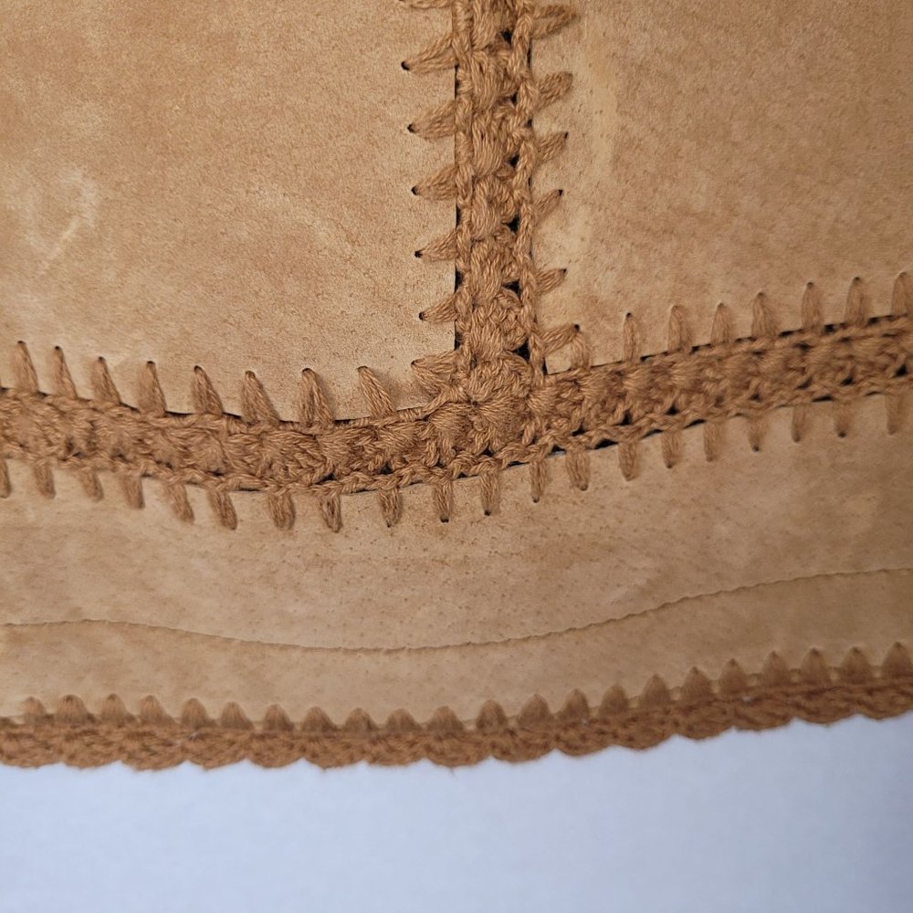 Cabelas Leather Patchwork Moto Jacket Brown Suede… - image 4